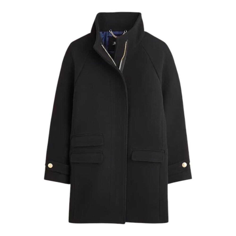 J.Crew Wm's Toscana Coat Italian StadiumWool Blend Sz 8 Black Gold Hardware NWT
